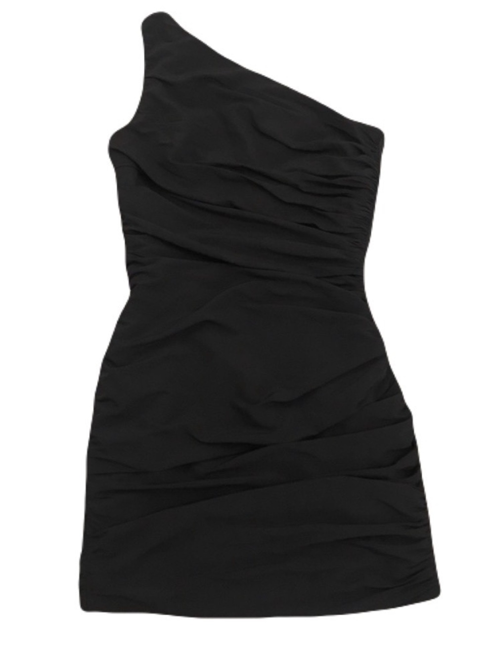 NWOT A/X Armani Exchange One shoulder dress. Ruched Black Cocktail mini size 2
